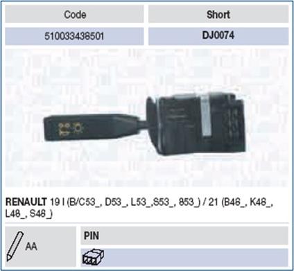 Magneti Marelli 510033438501 - Выключатель на рулевой колонке autosila-amz.com