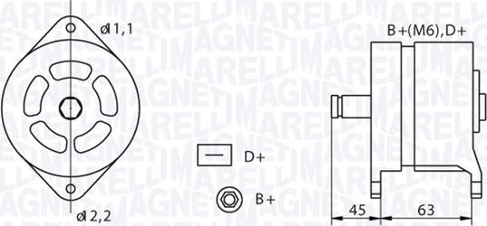 Magneti Marelli 063320070010 - Генератор autosila-amz.com