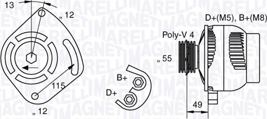 Magneti Marelli 063321715010 - Генератор autosila-amz.com