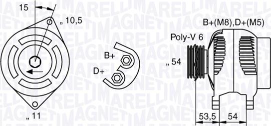 Magneti Marelli 063377016010 - генератор 90A Fiat Punto/Doblo 99> autosila-amz.com