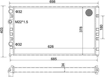 Magneti Marelli 359000300360 - Радиатор, охлаждение двигателя autosila-amz.com