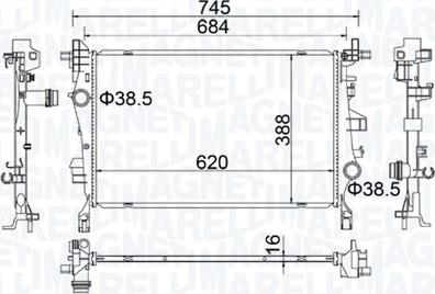 Magneti Marelli 350214400000 - Радиатор, охлаждение двигателя autosila-amz.com