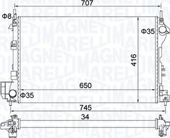 Magneti Marelli 350213195700 - Радиатор, охлаждение двигателя autosila-amz.com