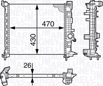 Magneti Marelli 350213143400 - Радиатор, охлаждение двигателя autosila-amz.com