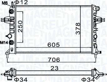 Magneti Marelli 350213158200 - Радиатор, охлаждение двигателя autosila-amz.com