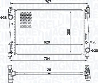 Magneti Marelli 350213385000 - Радиатор, охлаждение двигателя autosila-amz.com