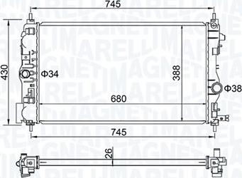 Magneti Marelli 350213206500 - Радиатор, охлаждение двигателя autosila-amz.com