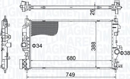 Magneti Marelli 350213206300 - Радиатор, охлаждение двигателя autosila-amz.com