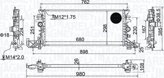 Magneti Marelli 350213206700 - Радиатор, охлаждение двигателя autosila-amz.com