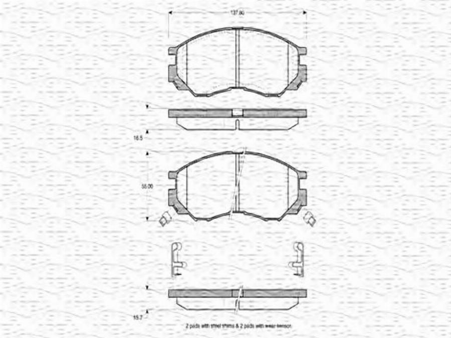 Magneti Marelli 363702160645 - Тормозные колодки, дисковые, комплект autosila-amz.com