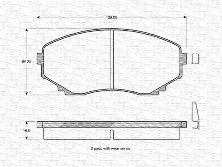 Magneti Marelli 363702160608 - Тормозные колодки, дисковые, комплект autosila-amz.com