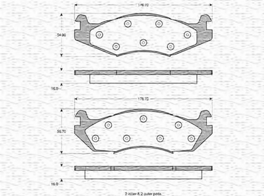 Magneti Marelli 363702160626 - Тормозные колодки, дисковые, комплект autosila-amz.com