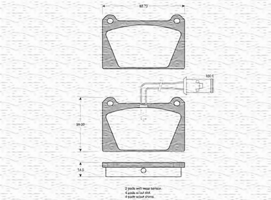 Magneti Marelli 363702160794 - Тормозные колодки, дисковые, комплект autosila-amz.com