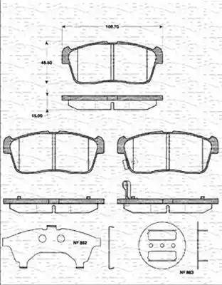 Magneti Marelli 363702161303 - Тормозные колодки, дисковые, комплект autosila-amz.com