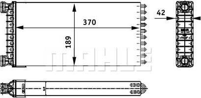 MAHLE AH 130 000P - AH130000P Радиатор отопителя 370x190x43 (MAN 81619016166) (HELLA 8FH351312551) (54247) autosila-amz.com