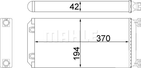 MAHLE AH 130 000S - радиатор отопителя! пластик/алюминий 370x188x42\ MAN TGA 02> autosila-amz.com