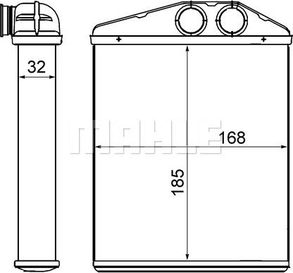 MAHLE AH 13 000S - радиатор печки \CADILLAC, FIAT, OPEL, SAAB 9-3 1,8t 02>15, 9-3 1,8t 03>15, 9-3 1,8t BioPower 09>15, autosila-amz.com