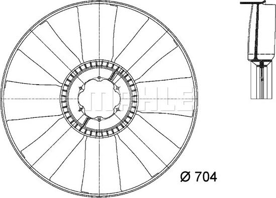 MAHLE CFW 19 000P - крыльчатка вентилятора! 8 лопастей d=704mm\ MB Atego/Axor/Unimog/O530/O510 autosila-amz.com