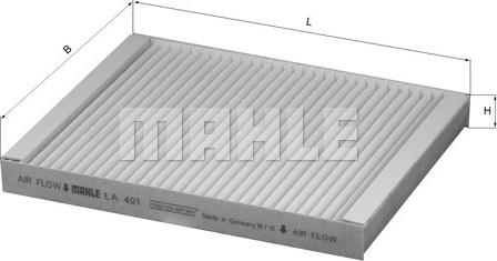 MAHLE LA 401 - ЭЛЕМЕНТ ФИЛЬТРУЮЩИЙ САЛОННОГО ФИЛЬТРА LA 401 Z0322 autosila-amz.com