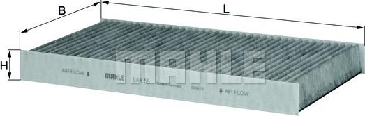 MAHLE LAK 56 - Фильтр салона угольный. ALFA ROMEO: 156 (932_) 97-01 FIAT: BRAVA (182_) 95-01 BRAVO I (182_) 95-01 M autosila-amz.com