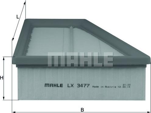 MAHLE LX 3477 - Воздушный фильтр, двигатель autosila-amz.com