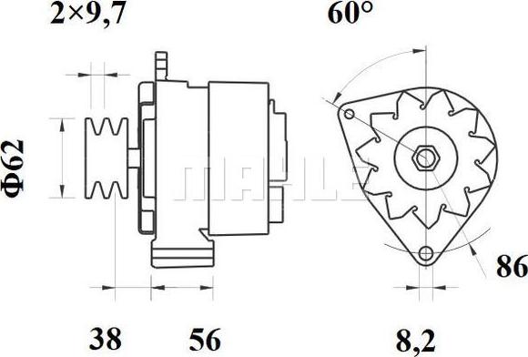 MAHLE MG 523 - Alternator Volvo 55A autosila-amz.com