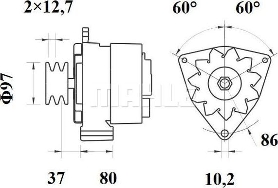 MAHLE MG 100 - Генератор MAN F90/F2000, MB MK/SK/Actros, DAF 95 (55A) autosila-amz.com