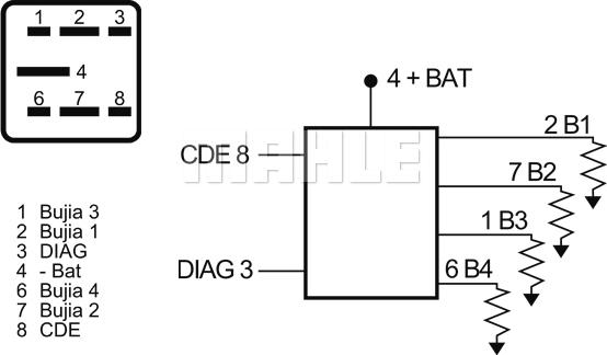 MAHLE MHG 1 - Controller/relay of glow plugs fits: CITROEN BERLINGO, BERLINGO/MINIVAN FORD FOCUS C-MAX, FOCUS II O autosila-amz.com