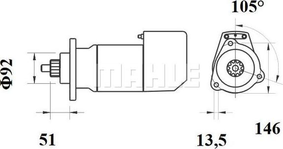 MAHLE MS 756 - Стартер Ман Тга Ф2000 Ф90 мотор D2876 D2866 24V 5,4kW autosila-amz.com