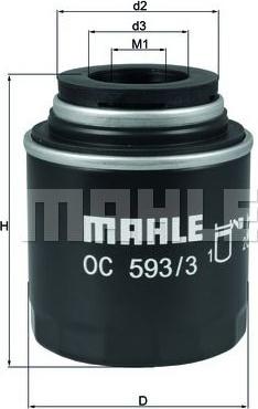 MAHLE OC 593/3 - фильтр масляный!\ Audi A1/A3, VW Golf/Passat/Tiguan/Touran, Skoda Octavia/Rapid 1.2-1.6i 06> autosila-amz.com