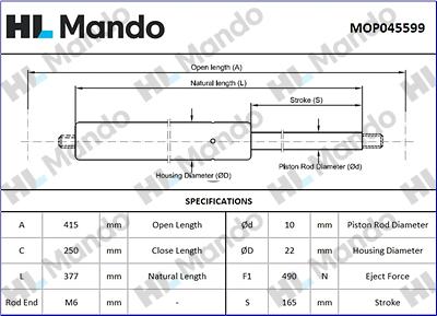 Mando MOP045599 - GAS SPRING, BOOT-/CARGO AREA autosila-amz.com