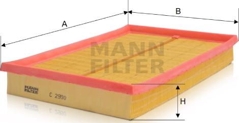 Mann-Filter C 2990 - Воздушный фильтр, двигатель autosila-amz.com