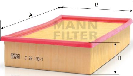 Mann-Filter C 26 138/1 - Воздушный фильтр, двигатель autosila-amz.com
