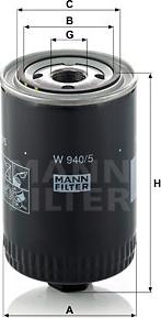 Mann-Filter W 940/5 - фильтр масляный!\ Iveco, Deutz-fahr, Magirus-deutz autosila-amz.com