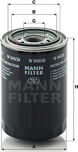 Mann-Filter W 940/38 - Масляный фильтр autosila-amz.com