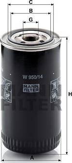 Mann-Filter W 950/14 - Масляный фильтр autosila-amz.com