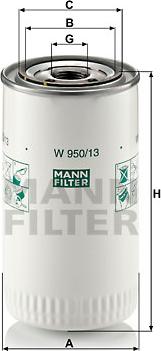 Mann-Filter W 950/13 - Фильтр гидравлической трансмиссии, Масляный фильтр VOLVO B6 78- autosila-amz.com