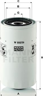 Mann-Filter W 950/36 - Масляный фильтр autosila-amz.com