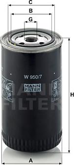 Mann-Filter W 950/7 - Масляный фильтр autosila-amz.com
