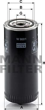 Mann-Filter W 962/1 - Фильтр, система рабочей гидравлики autosila-amz.com