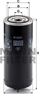 Mann-Filter W 962/2 - фильтр масляный ! гидравл. H210 D93 1-12UNF 2.5BAR \ VOLVO, RVI autosila-amz.com