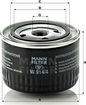 Mann-Filter W 914/4 - Масляный фильтр autosila-amz.com