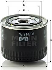 Mann-Filter W 914/26 - W 914/26_фильтр масляный !\Land Rover Freelander 2.0Di 98-06, Rover 25/45 2.0iDT 95> autosila-amz.com