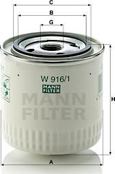 Mann-Filter W 916/1 - Масляный фильтр autosila-amz.com