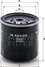 Mann-Filter W 920/82 - фильтр масляный !\Isuzu Trooper 2.8TD 87-91, Opel Campo 2.5D/TD & 4x4 91> autosila-amz.com