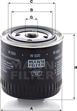 Mann-Filter W 920 - Масляный фильтр autosila-amz.com