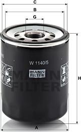 Mann-Filter W 1140/5 - Масляный фильтр autosila-amz.com