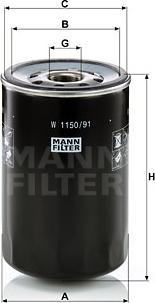 Mann-Filter W 1150/91 - Фильтр, система рабочей гидравлики autosila-amz.com