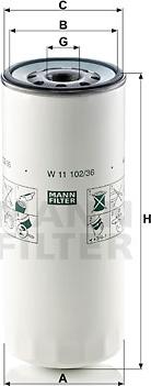 Mann-Filter W 11 102/36 - MANN-FILTER W11102/36 фильтр масляный !(Германия) H261 D108 d93/103 \Omn Volvo FH/NL/B6/7/12 autosila-amz.com