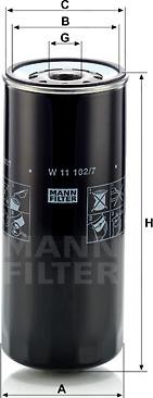 Mann-Filter W 11 102/7 - Масляный фильтр autosila-amz.com